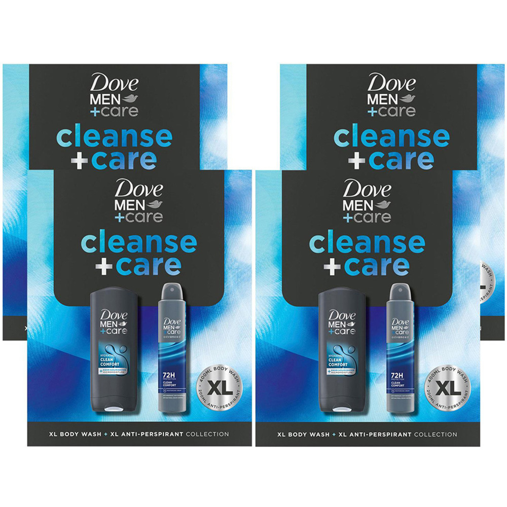 Dove Men+Care Cleanse and Care Bodywash and Bodyspray XL Duo Gift Set 4 Pack Image 1