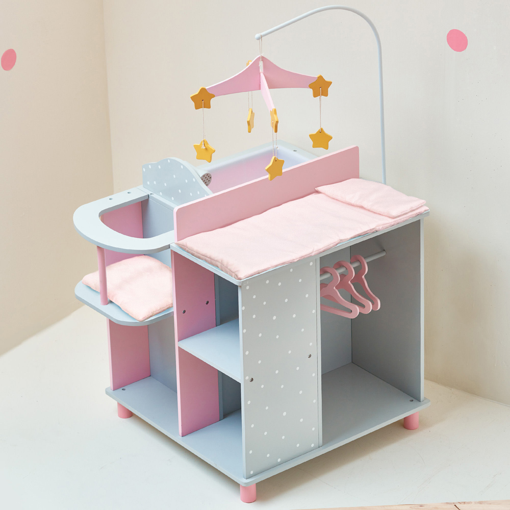 Teamson Kids Olivia's Little World Grey Polka Dots Princess Baby Doll Changing Station Image 2