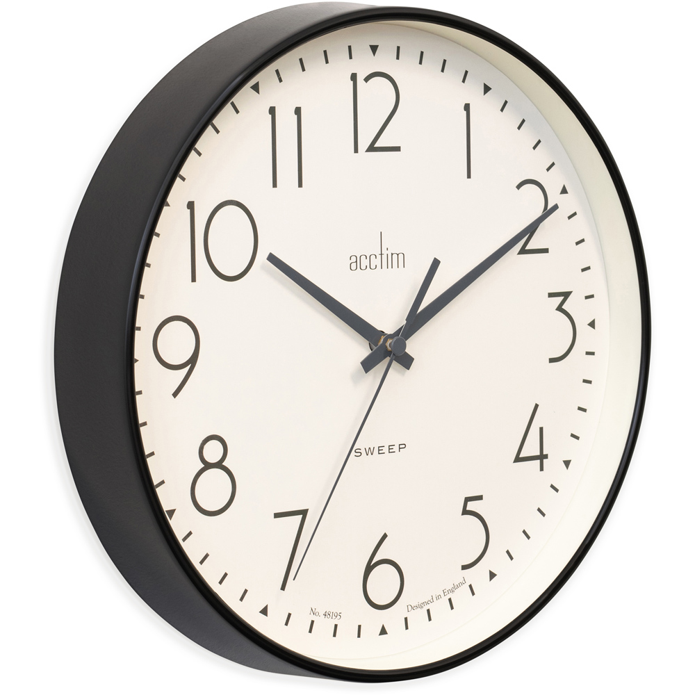 Acctim Earl Black Retro Design Non-Ticking Sweep Wall Clock 25cm Image 2