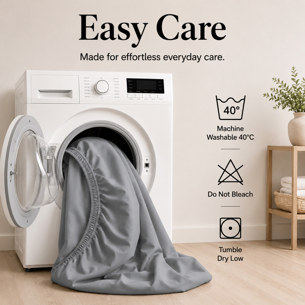 MHG Living Single Grey 30cm Deep Pocket Fully Elasticated Fitted Sheet Image 8