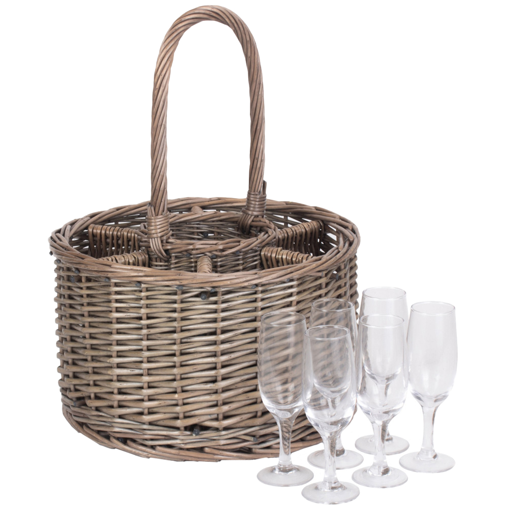 Red Hamper Special Event Wicker Basket with Wine Glasses Image 1