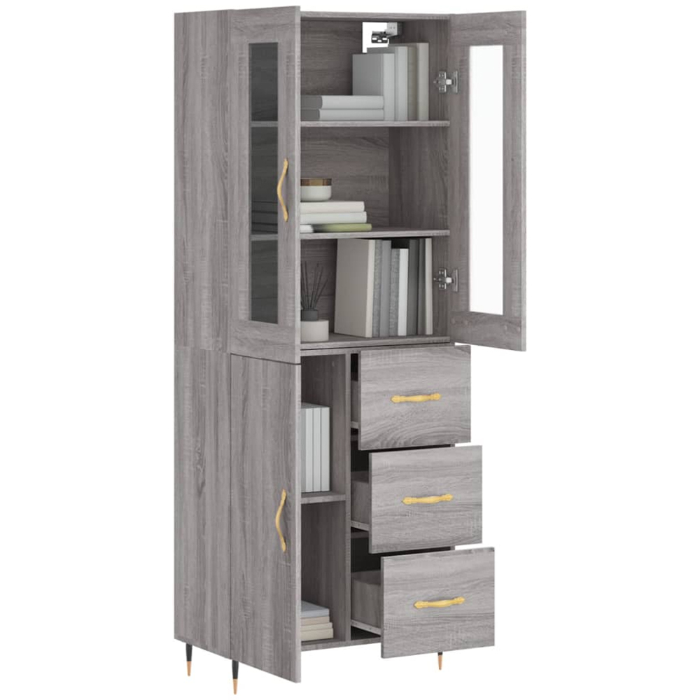 vidaXL 3 Door 3 Drawer Grey Sonoma Highboard Image 3