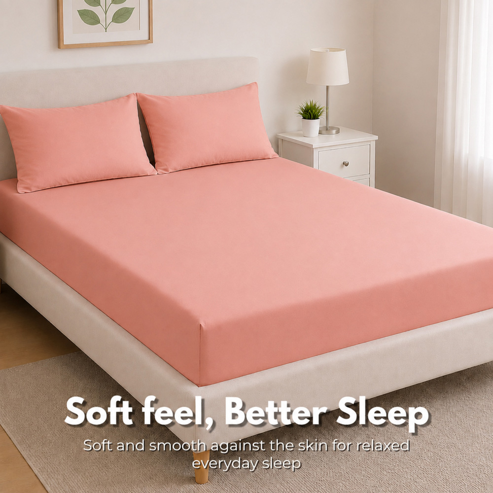 MHG Living Super King Size Blush 30cm Deep Pocket Fitted Sheet Image 6