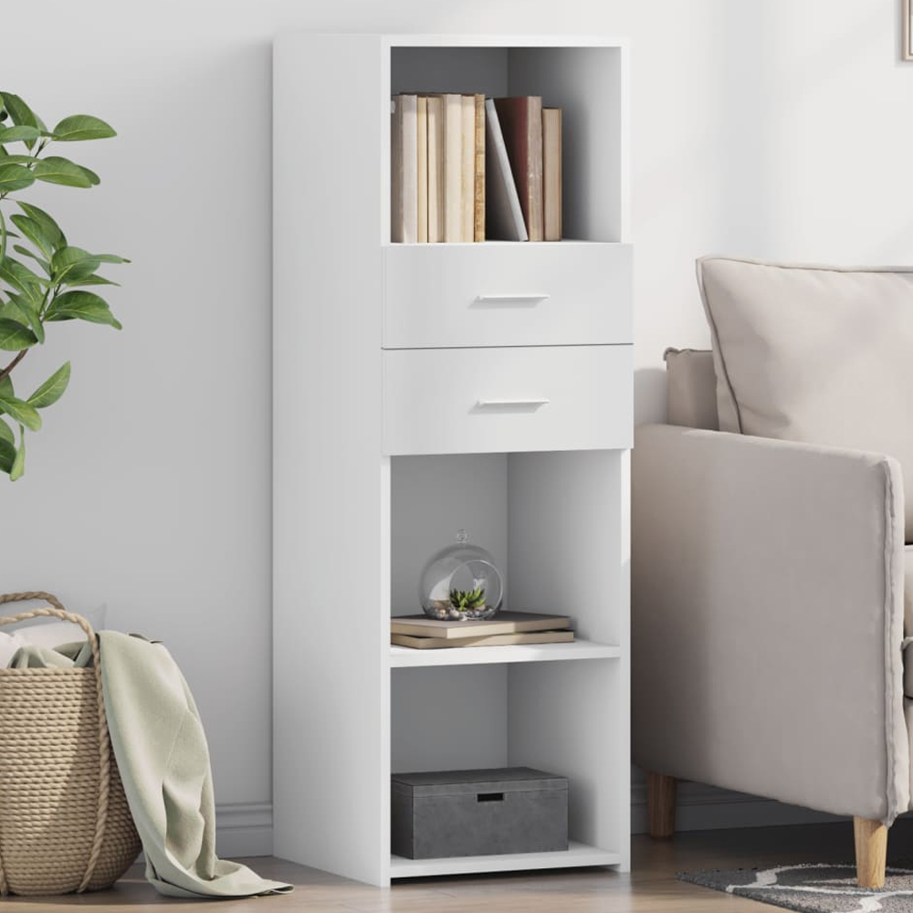 vidaXL 2 Drawer 3 Shelf White Highboard Image 1