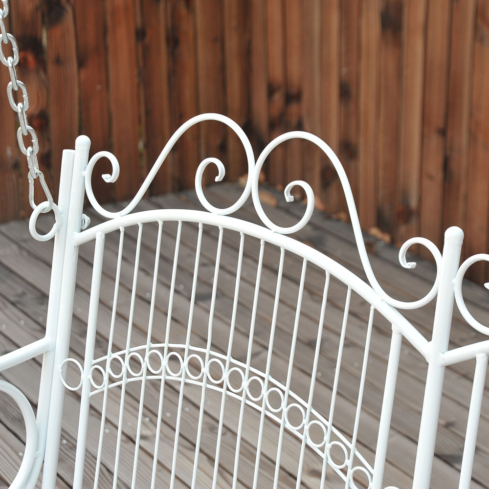 Outsunny 2 Seater White Metal Swing Chair Image 3