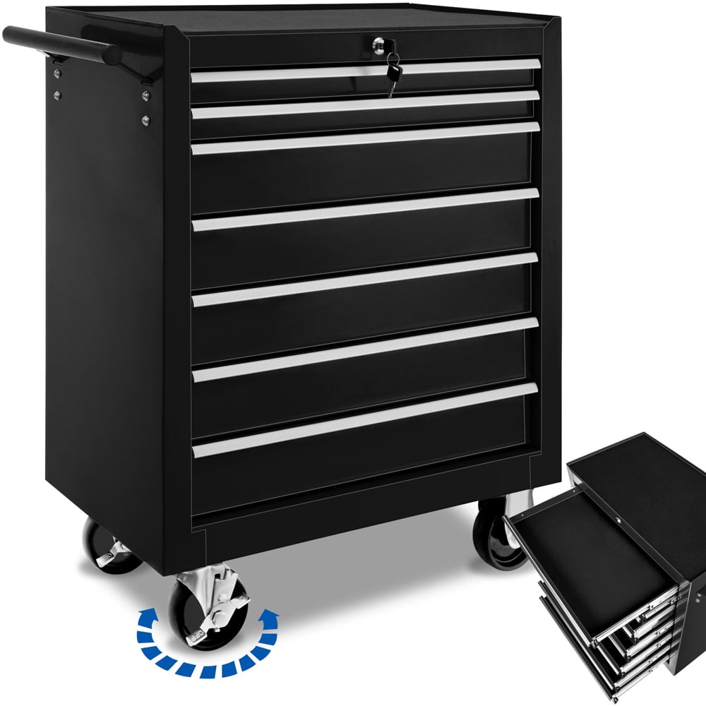 tectake 7 Drawer Black Tool Chest Image 3