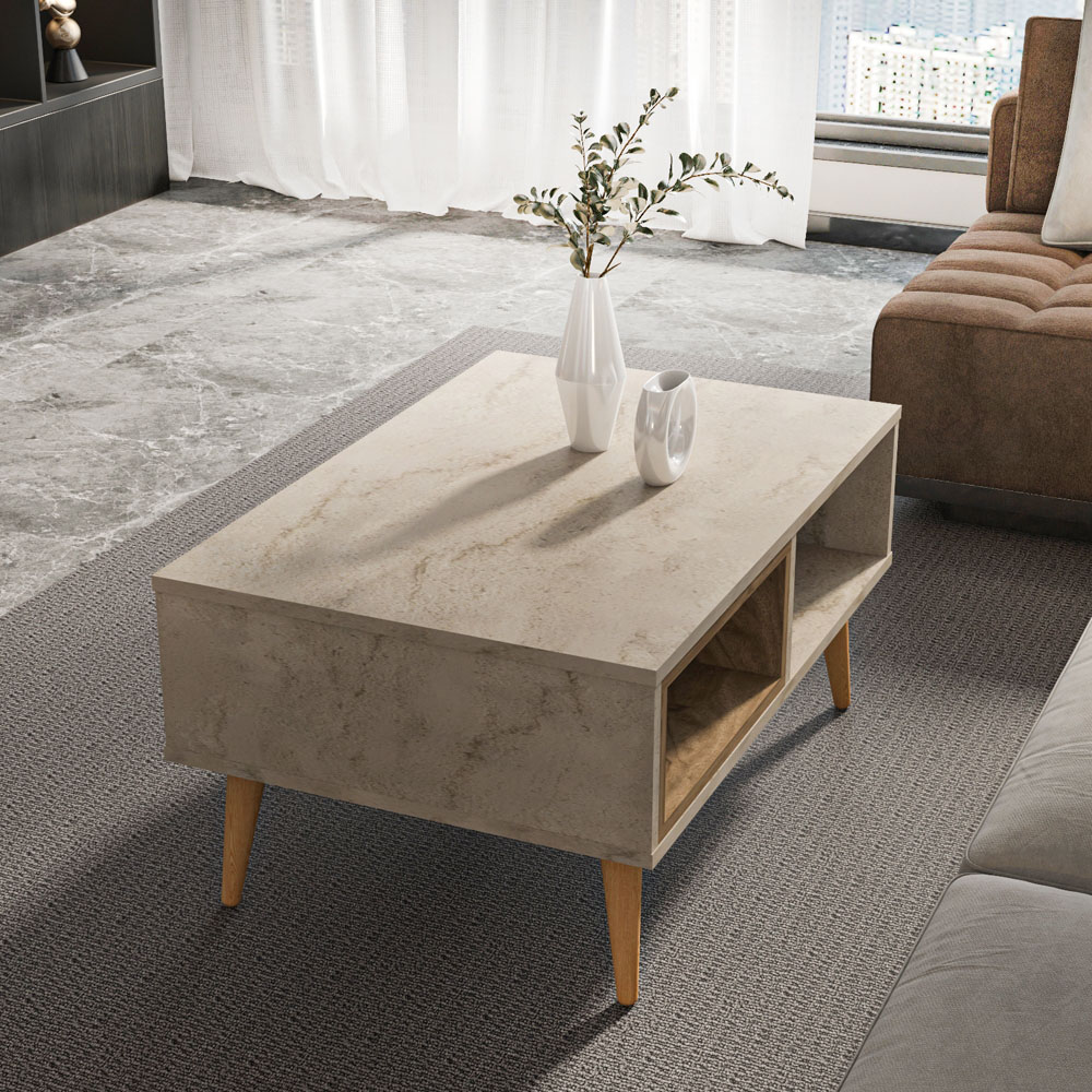 Decorotika Oberon 2 Shelf Traverter Walnut Coffee Table Image 7