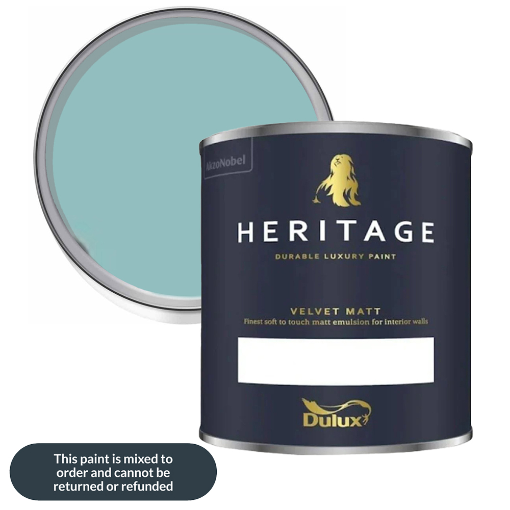 Dulux Heritage Walls and Ceilings Sky Blue Velvet Matt Emulsion Paint 1L Image 1
