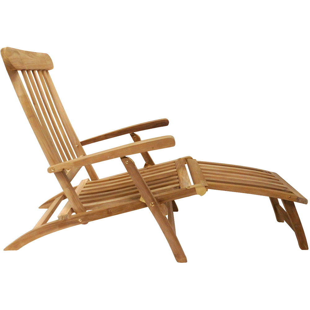 Charles Bentley Teak Steamer Sun Lounger Image 3