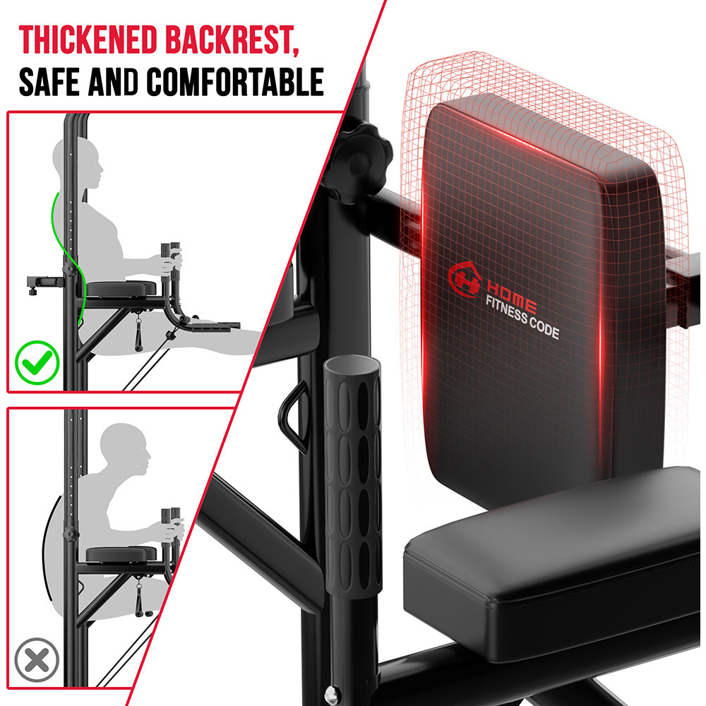 Rattrix A1 Black Power Tower Dip Station with Resistance Bands Image 2