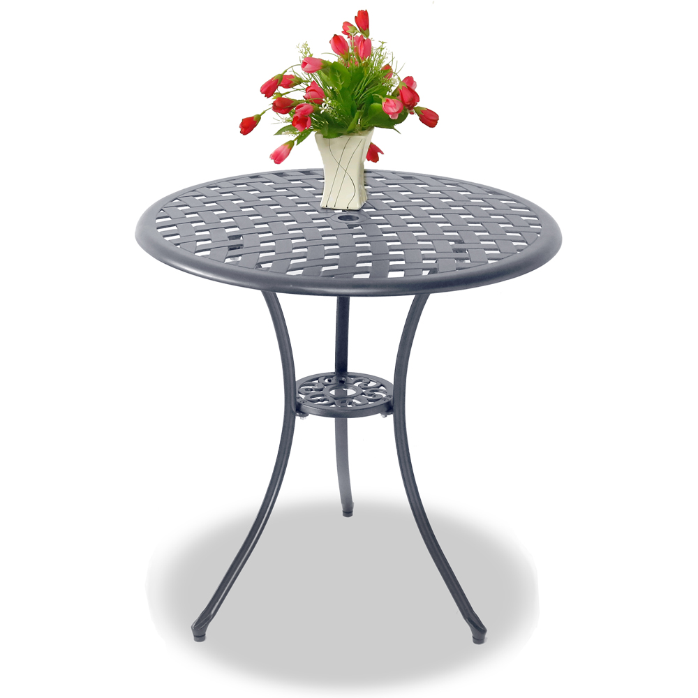 Centurion Oshowa 2 Seater Grey Round Garden Bistro Table with Parasol Hole Image 3