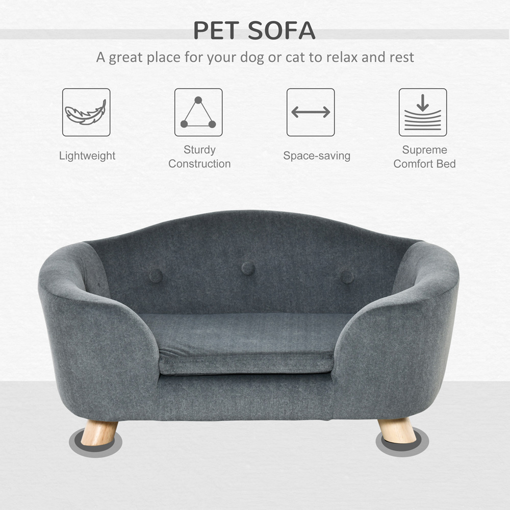 PawHut Grey Sofa Bed with Cushion Image 6
