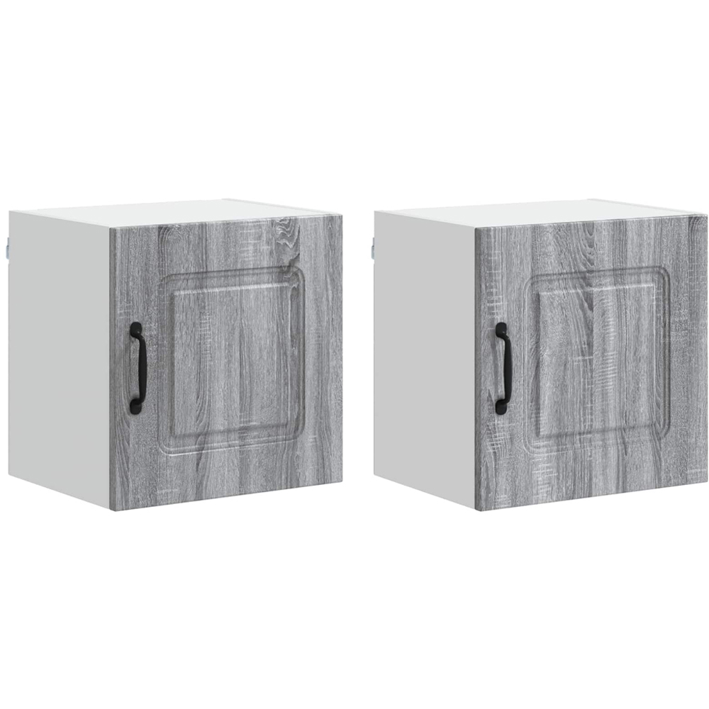 vidaXL Kalmar Single Door Grey Sonoma Wall Mounted Square Kitchen Cabinet Set of 2 Image 8