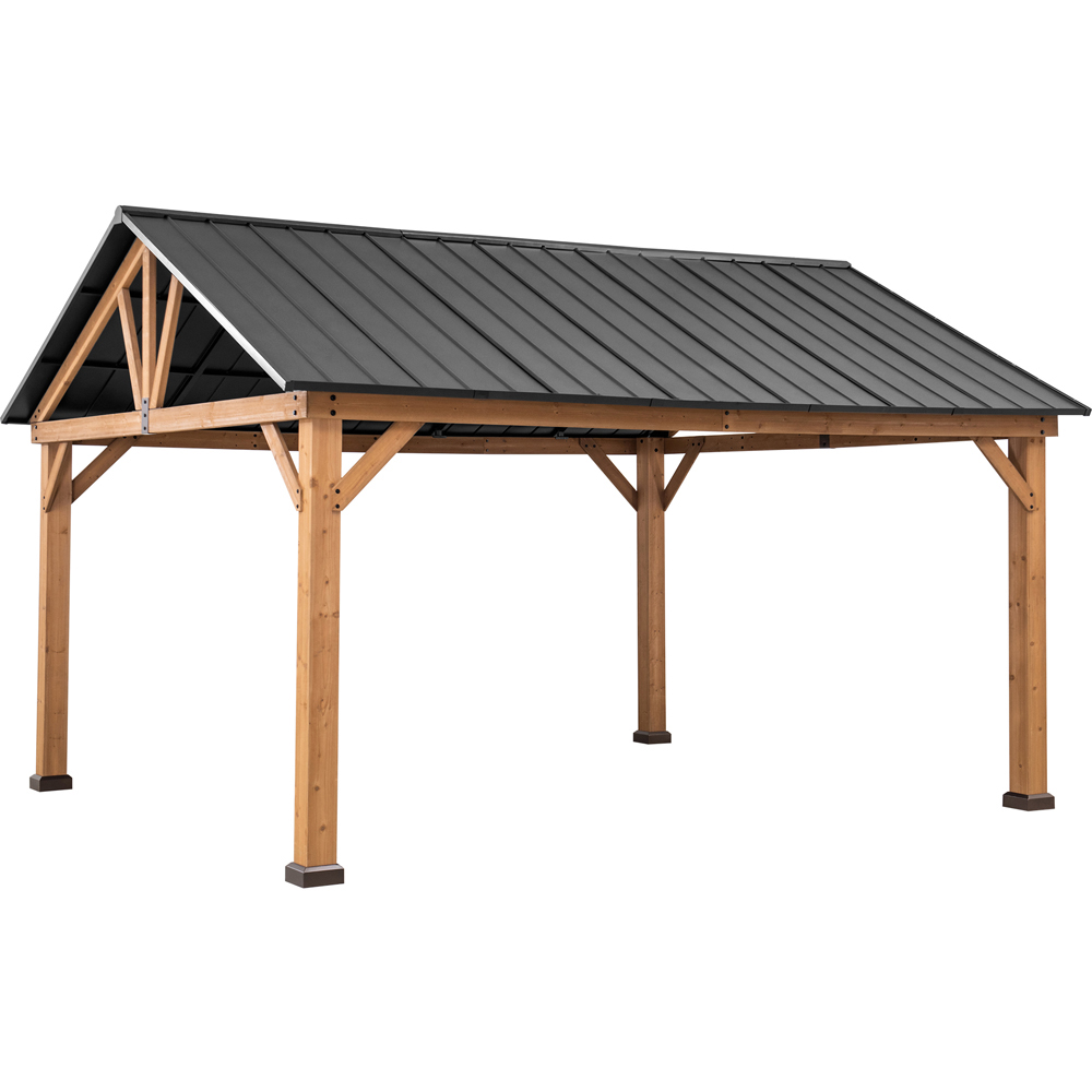 Sunjoy Rebra 4.04 x 4.65m Anthracite Cedar Wood Gazebo Image 2