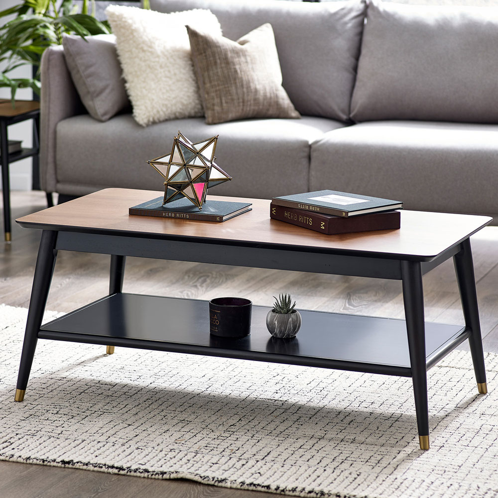 Julian Bowen Findlay Walnut and Black Coffee Table Image 1