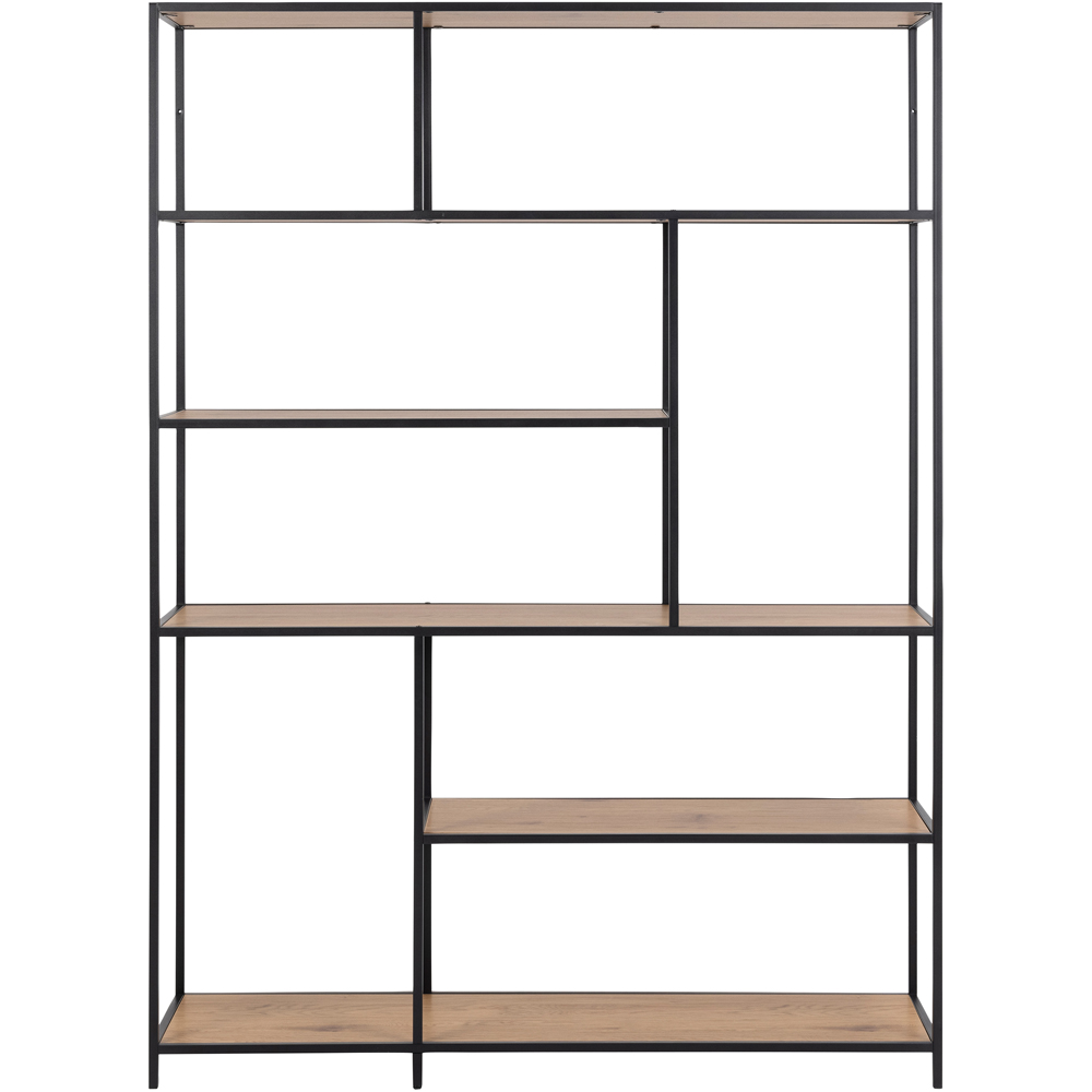 Florence Seaford 5 Shelf Black and Oak Bookcase Image 3