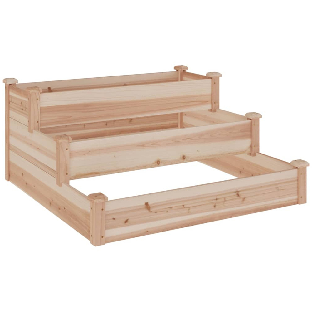 vidaXL 3-Tier Brown Fir Wood Raised Garden Bed 56 x 120 x 120cm Image 1