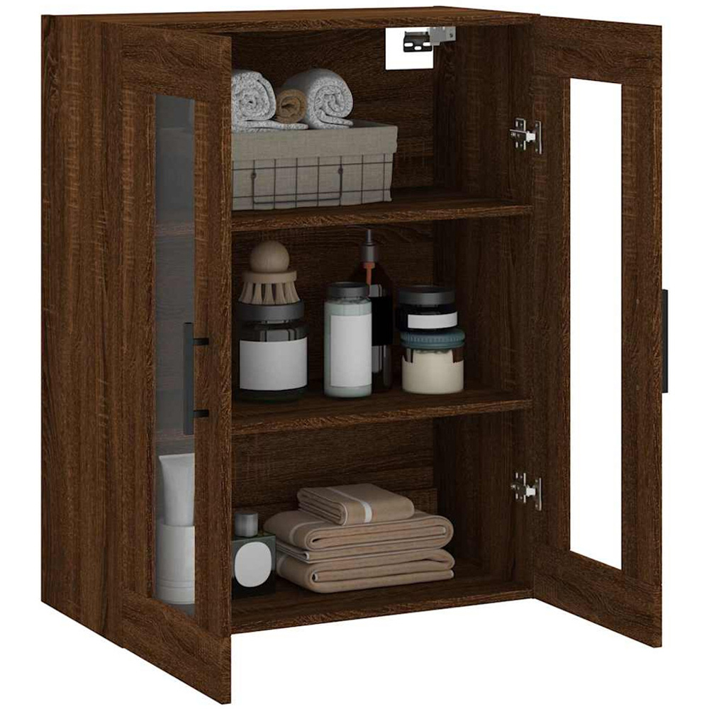 vidaXL 2 Glass Door Brown Oak Wall Mounted Cabinet Image 5