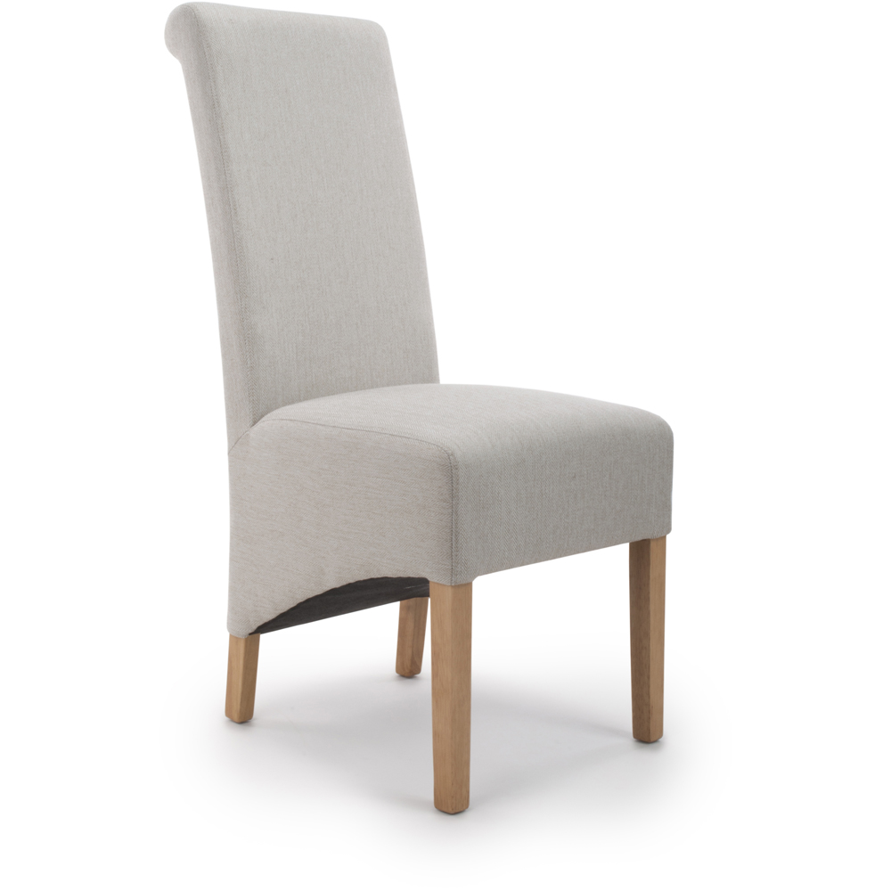 Krista Set of 2 Herringbone Plain Cappuccino Roll Back Dining Chair Image 2