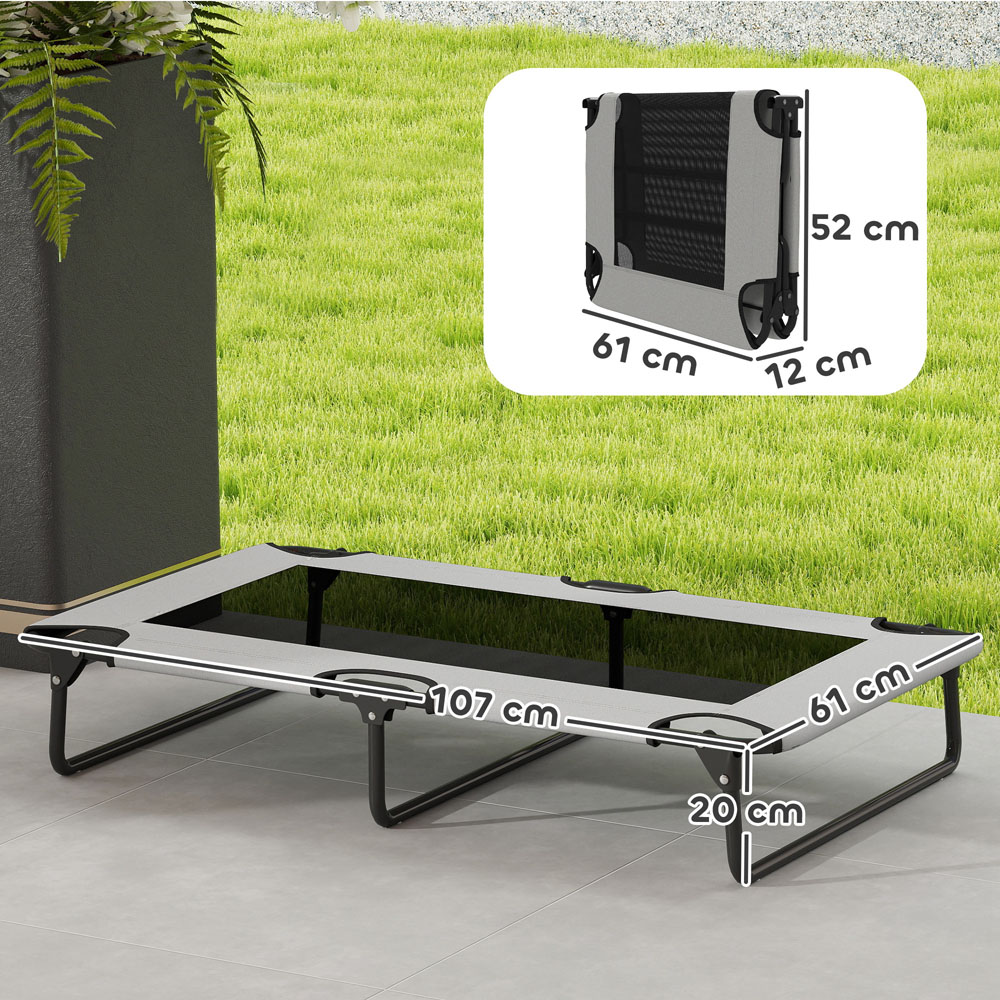 PawHut 107 x 61cm Light Grey Large Dog Raised Bed Image 9