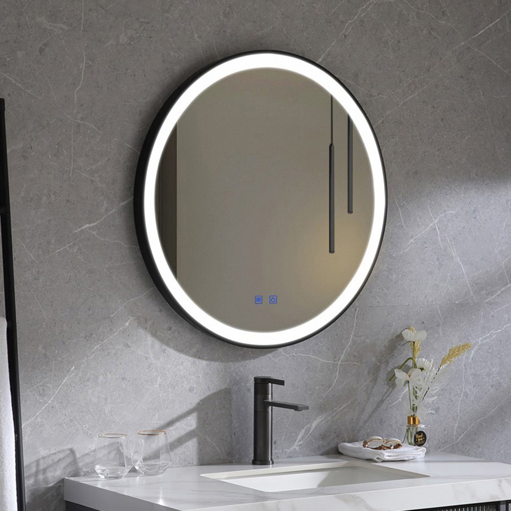 Living and Home White Framed Round LED Mirror Image 8