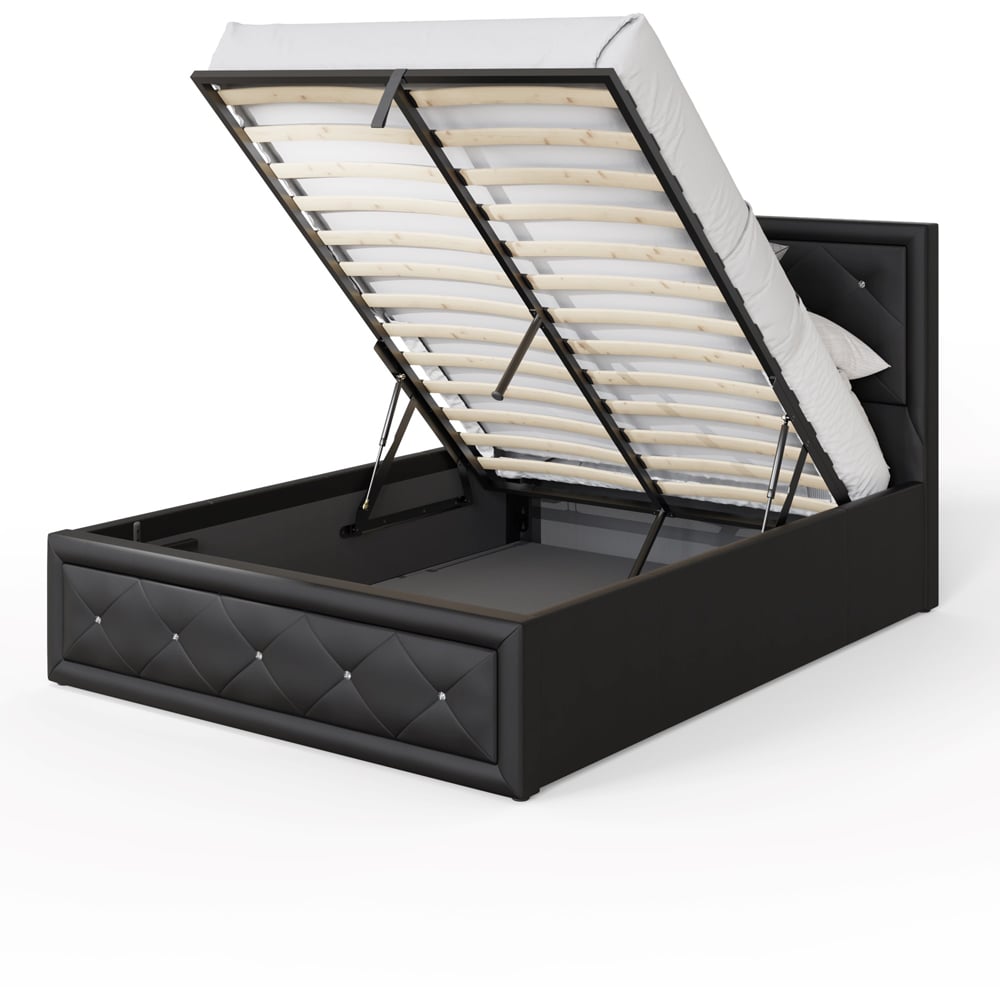 GFW Hollywood King Size Black Gas End Lift Ottoman Bed with Buttoned Headboard Image 5