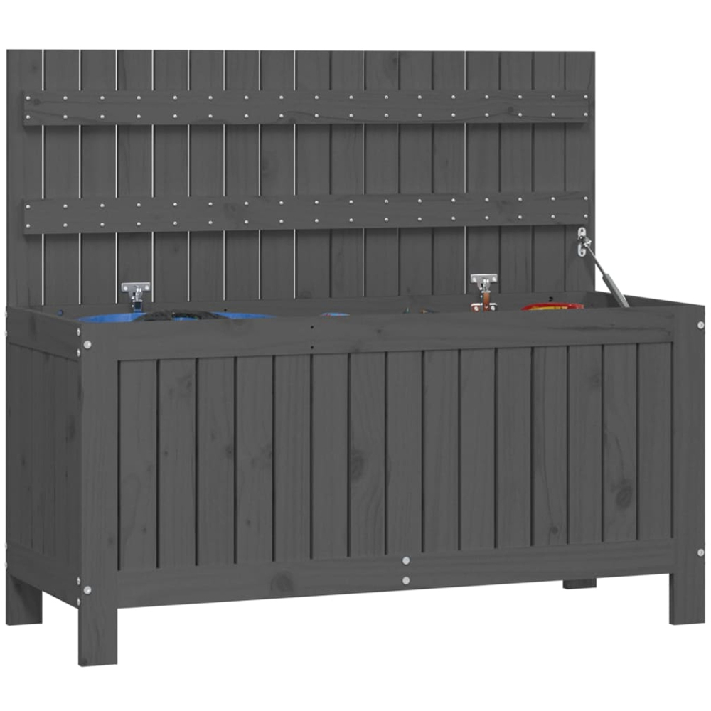 vidaXL 54 x 108 x 42.5cm Grey Pine Wood Garden Storage Box Image 4