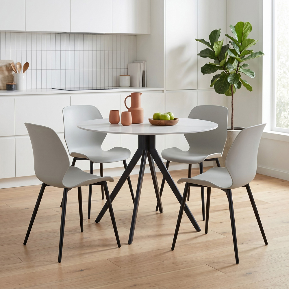 Core Products Aspen Carnaby 4 Seater Sintered Stone Plastic Round Dining Set Light Grey Image 5