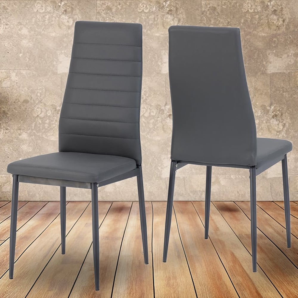 Seconique Abbey Set of 2 Grey PU Dining Chair Image 1