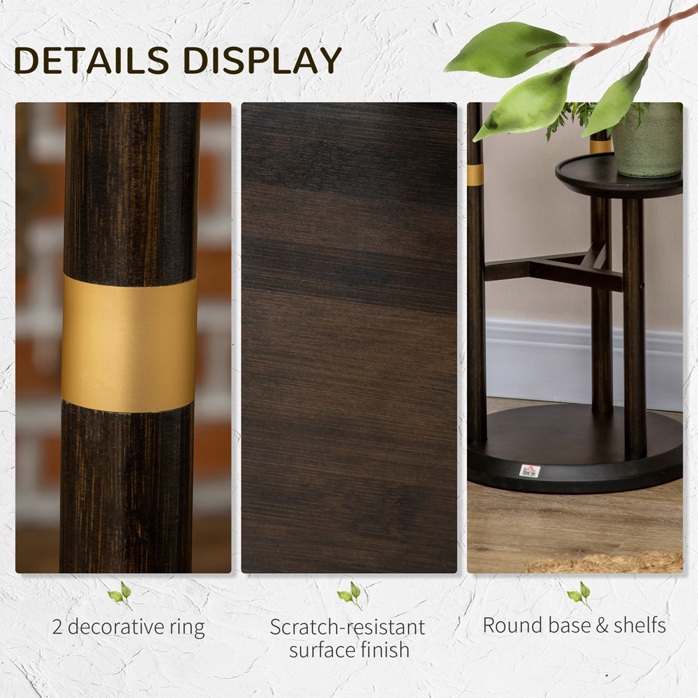 Outsunny 3 Tiered Dark Walnut Plant Stand Image 6