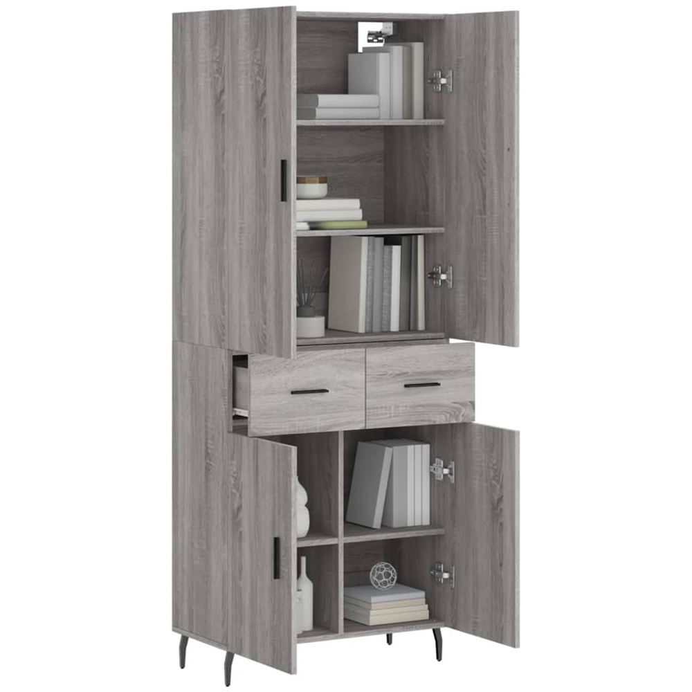 vidaXL 4 Door 2 Drawer Grey Sonoma Highboard Image 3