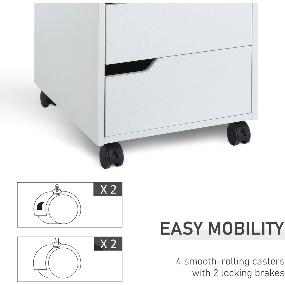 HOMCOM 3 Drawer White File Cabinet with Wheels Image 7