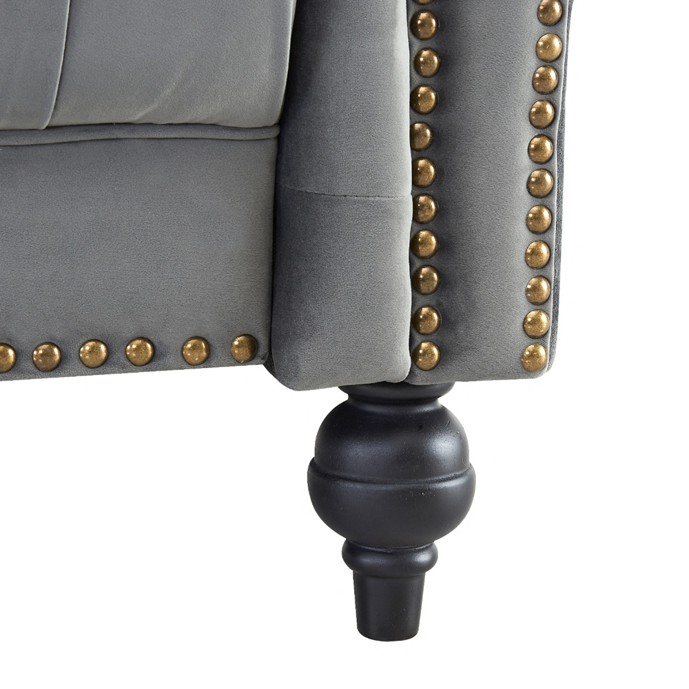 Home Detail Mayfair 3 Seater Grey Velvet Curved Sofa Image 5