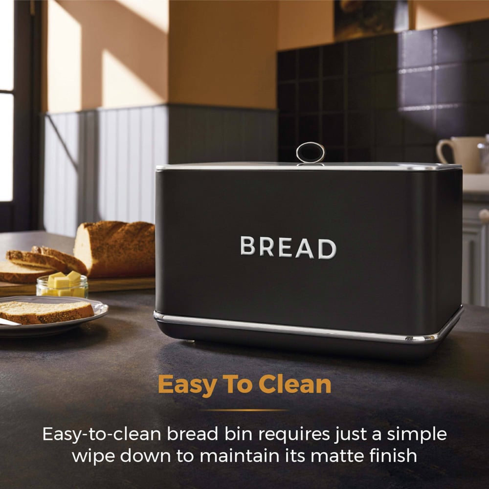 Tower Renaissance 16L Black and Chrome Bread Bin Image 6