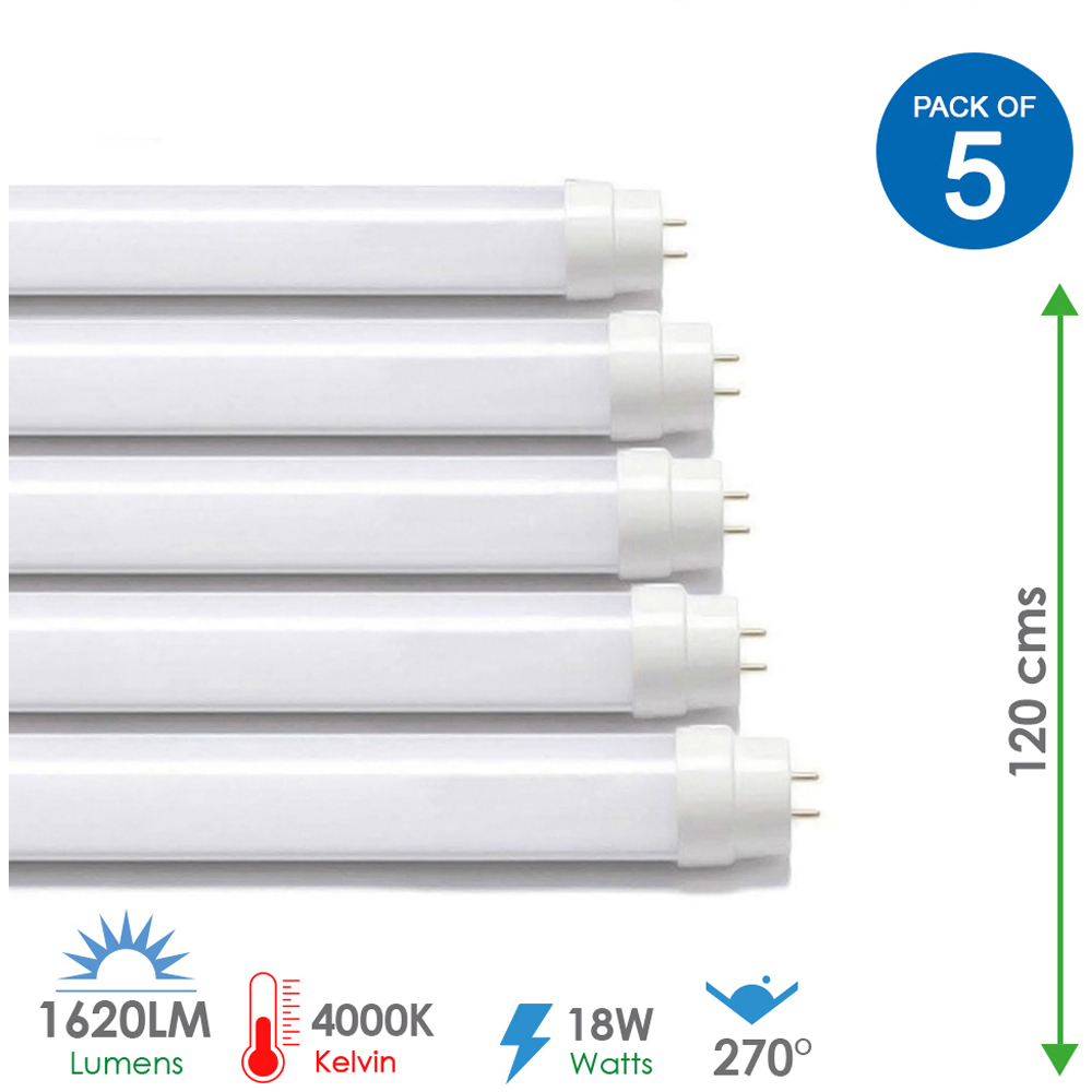 ENER-J 18W 4000K T8 LED Nano Plastic Tube 5 Pack Image 7