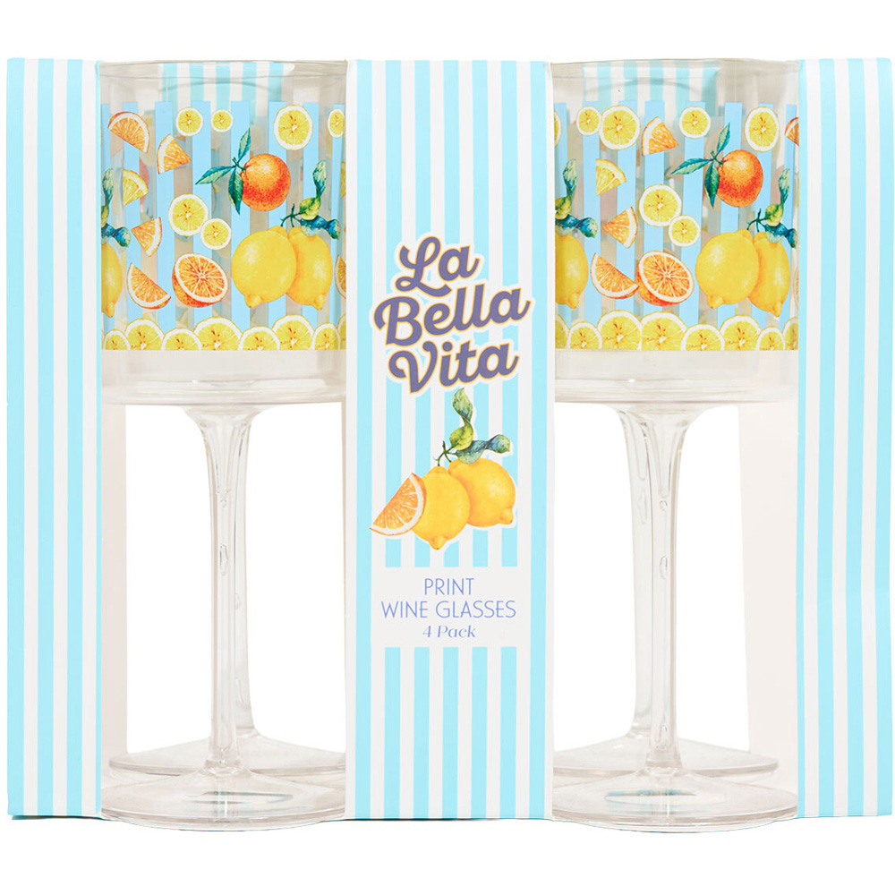 Pack of 4 La Bella Vita Print Wine Glasses Image 3