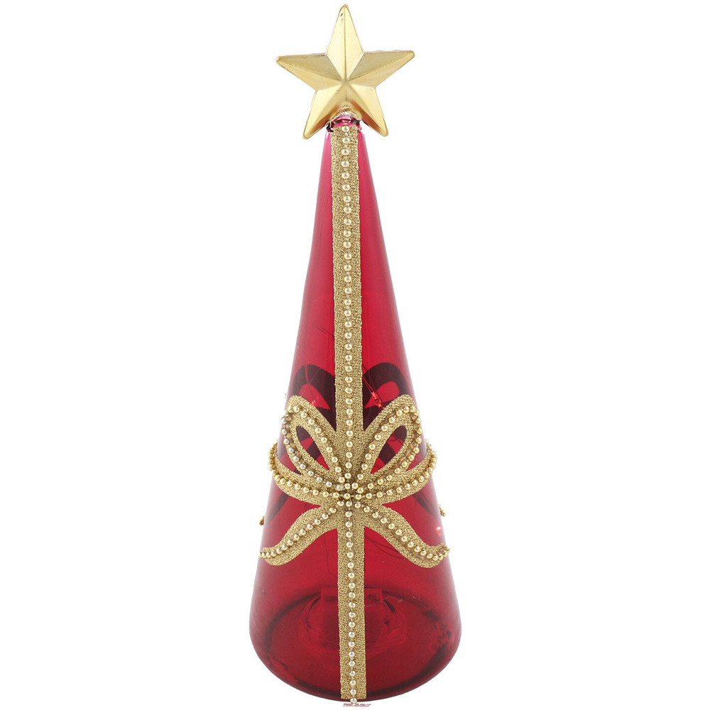 LED Glass Tree with Bow Image 1