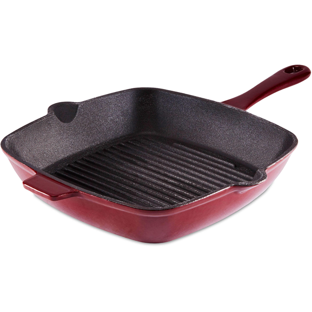Barbary and Oak 26cm Red Cast Iron Grill Pan Image 1