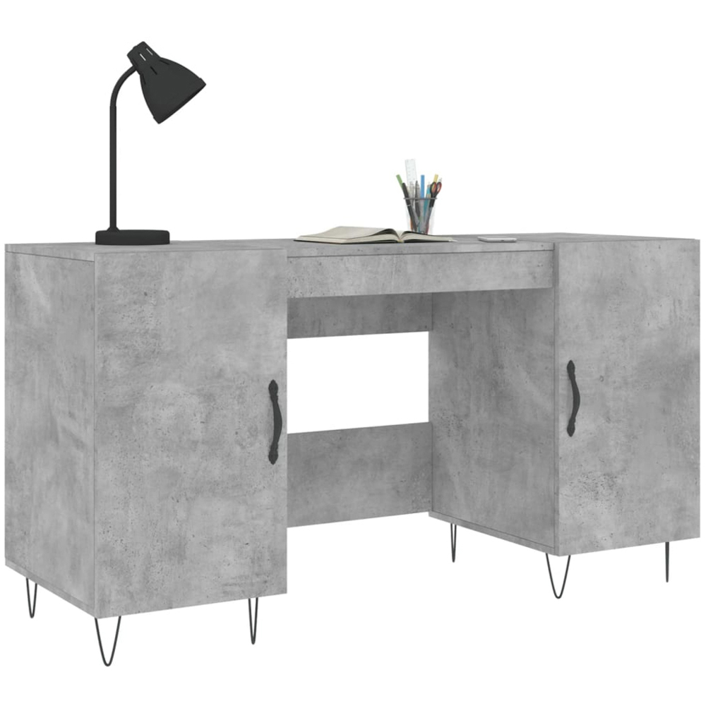 vidaXL 2 Door Computer Desk Concrete Grey Image 3