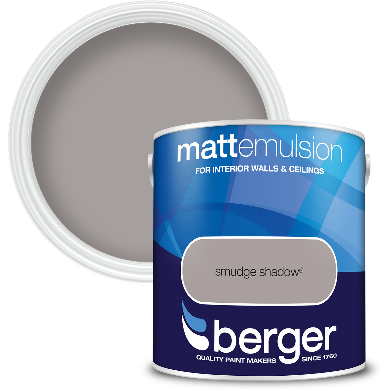 Berger Walls and Ceilings Smudge Shadow Matt Emulsion Paint 2.5L Image 1