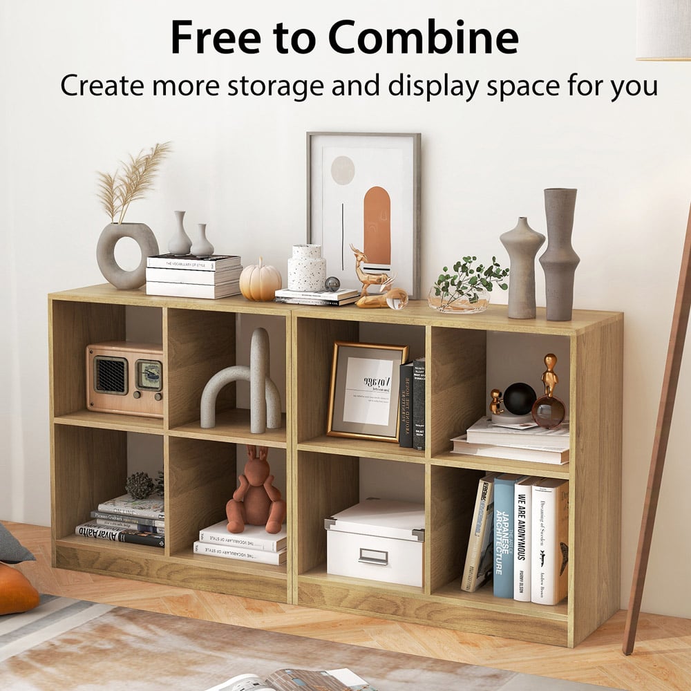 Costway 4 Cube Natural Wooden Bookshelf Image 8