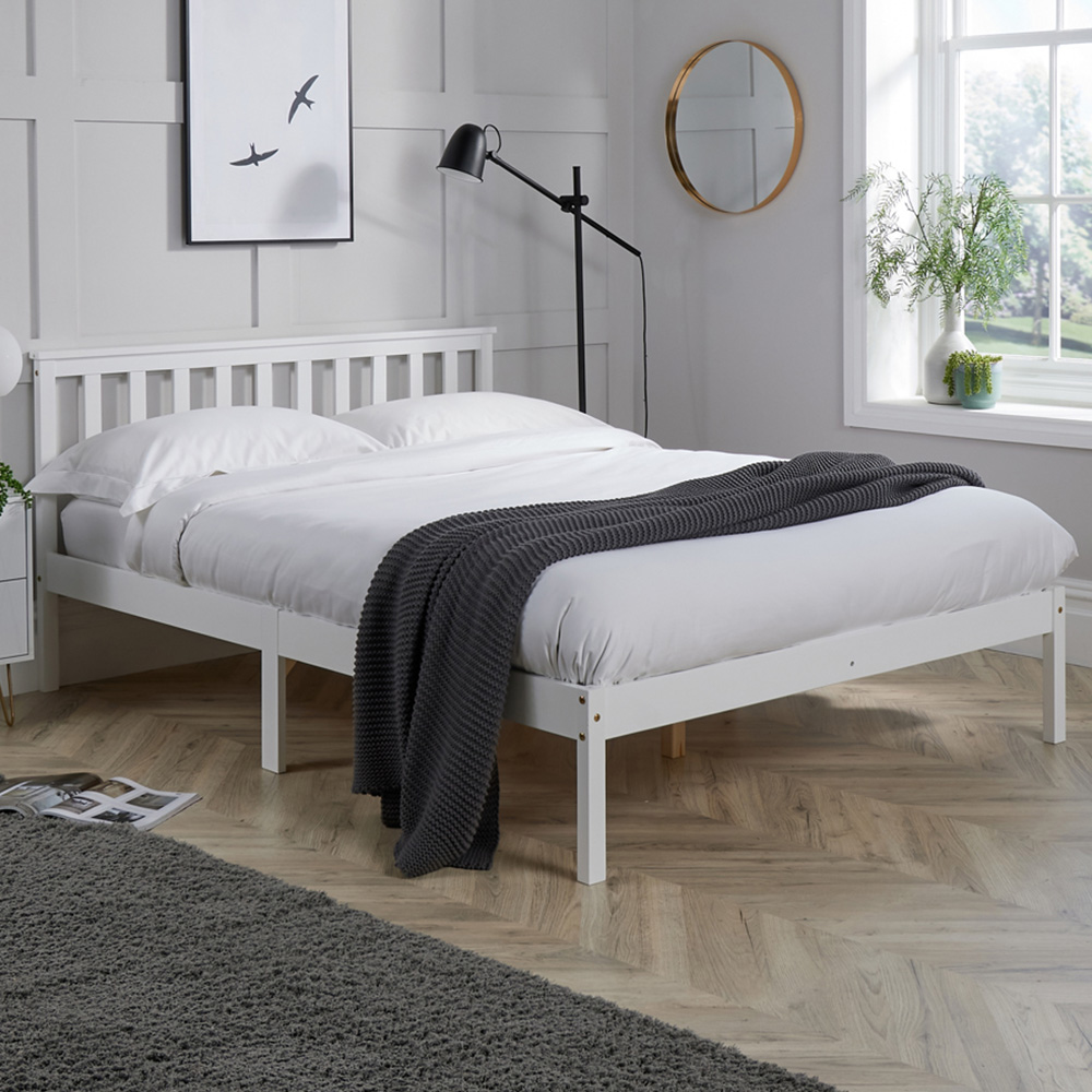 Home Source Florida Small Double White Low End Bed Frame Image 1