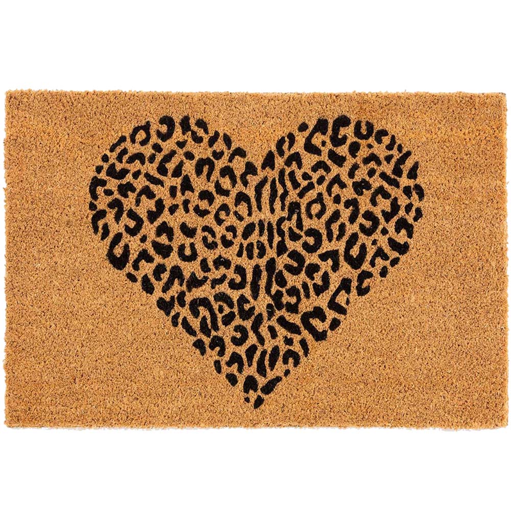 Astley Natural Heart Leopard Coir Doormat 60 x 40cm Image 1