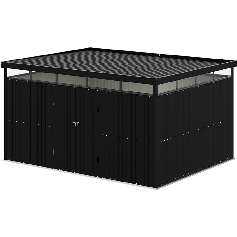 Living and Home 10 x 13ft Charcoal Black Garden Tool Storage Shed with Flat Roof Image 1