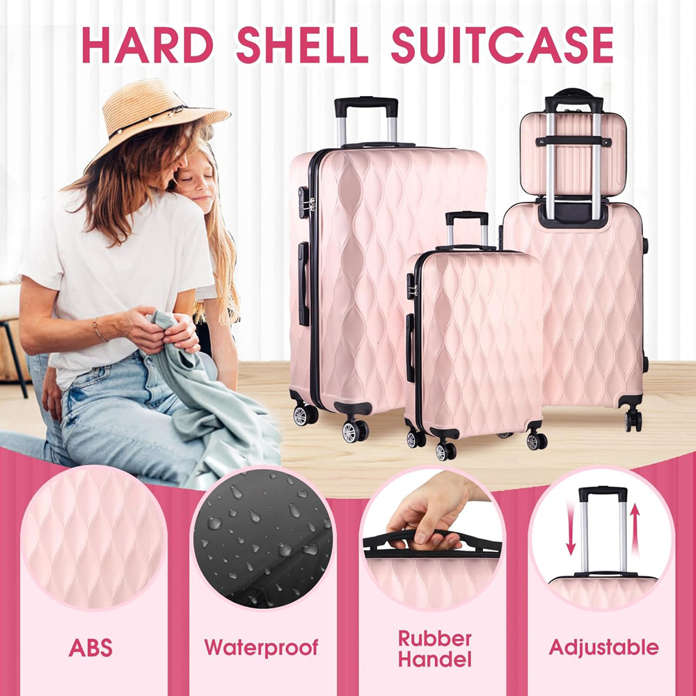 Willowmare 4-Piece Pink Travel Luggage Set Image 5