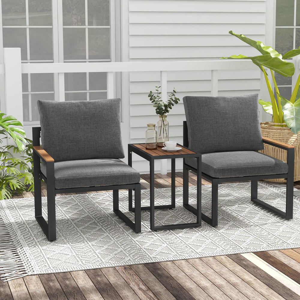 Costway 2 Seater Grey Patio Furniture Set with Cushions Image 4