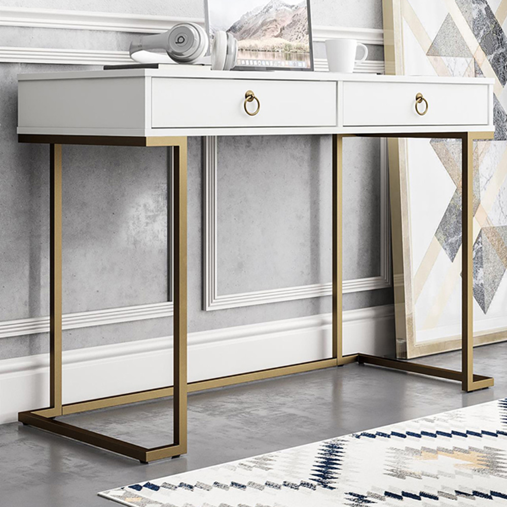 Dorel Home Camila 2 Drawer White Writing Desk Image 1