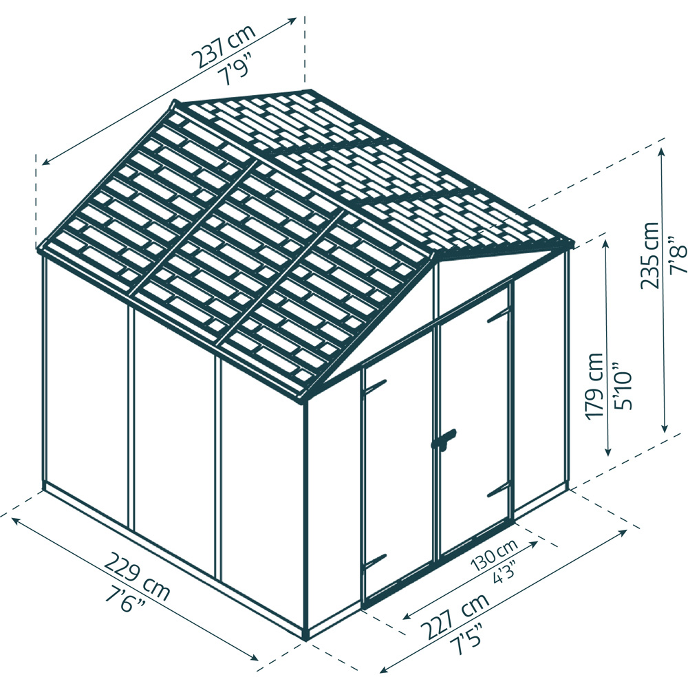 Palram Canopia Rubicon 8 x 8ft Dark Grey Garden Shed Image 5
