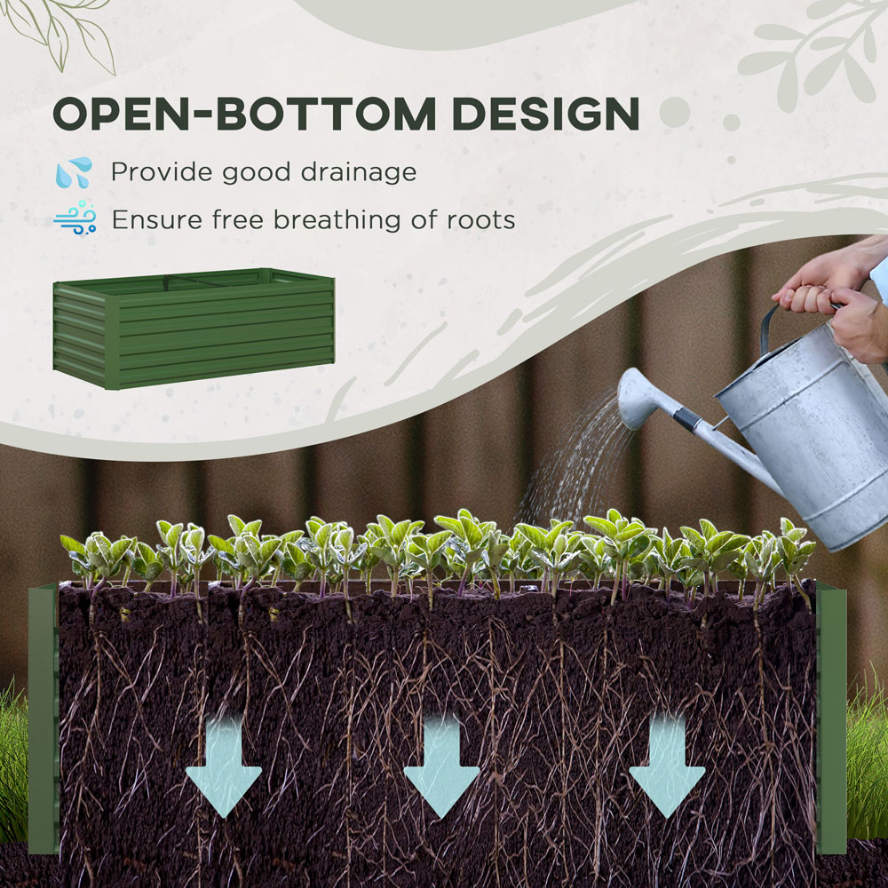 Outsunny Green Galvanised Steel Raised Garden Bed with Reinforced Rods 59 x 90 x 180cm Image 7
