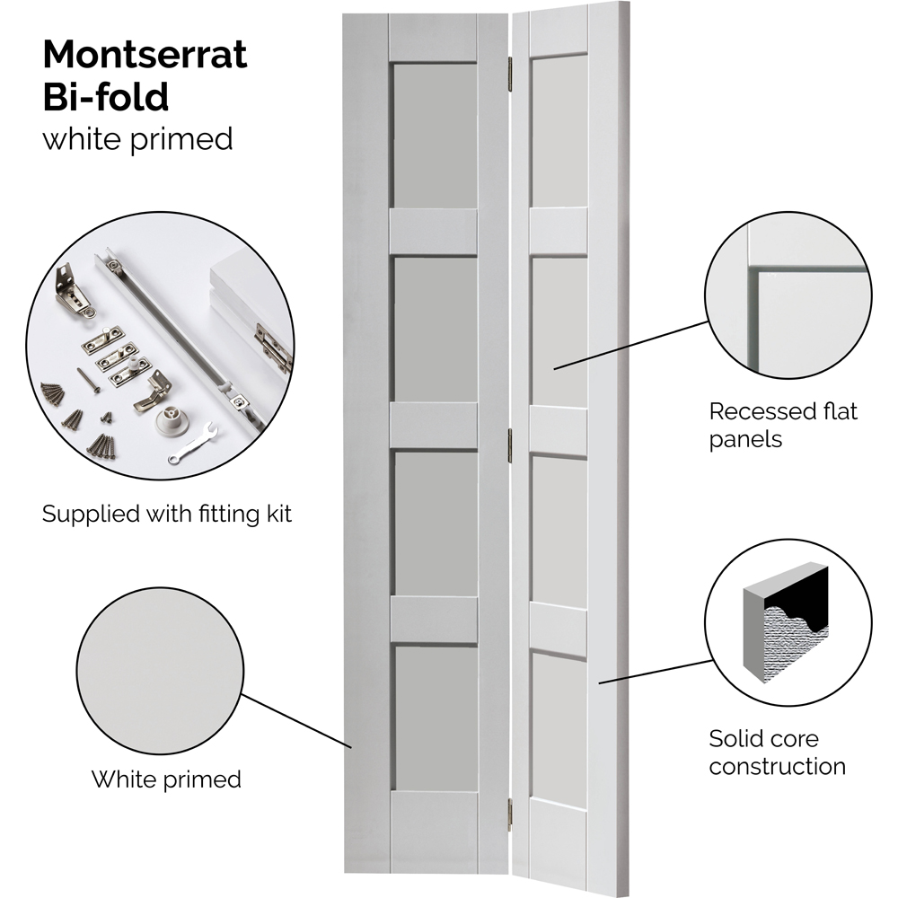 JB Kind Montserrat Shaker 4 Panel White Bi Fold Door 1981 x 762mm Image 4